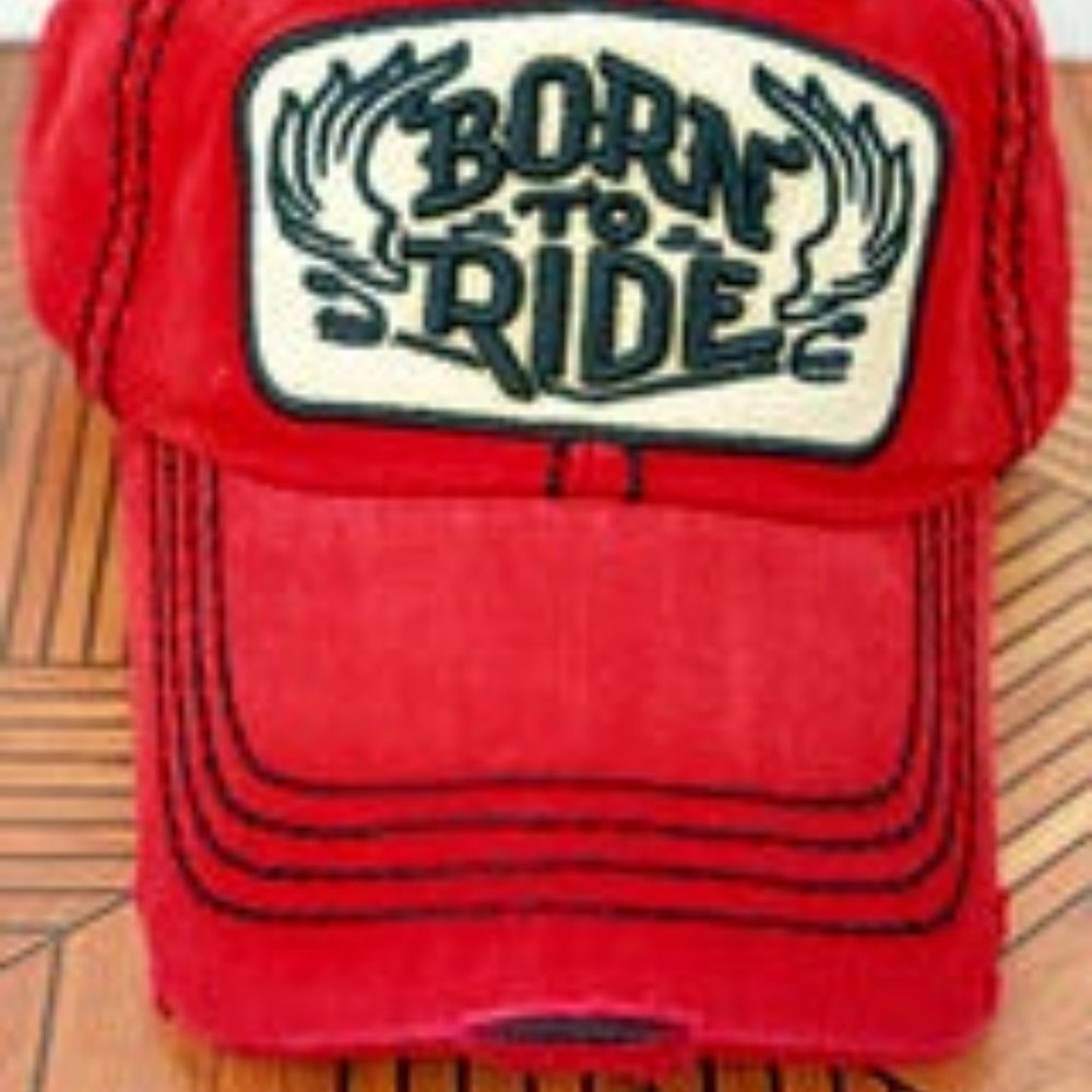 NWT UNISEX BORN TO RIDE Baseball Cap  Red